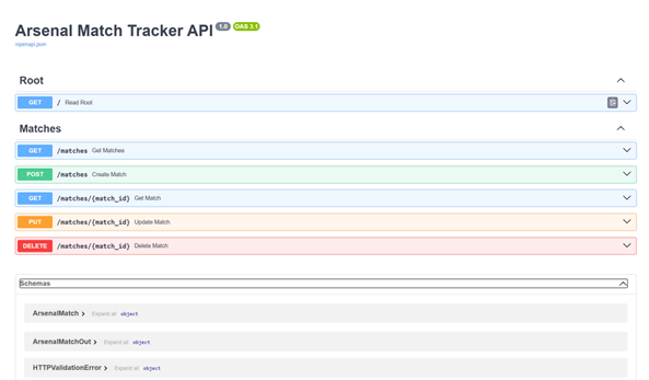 Arsenal Match Tracker API