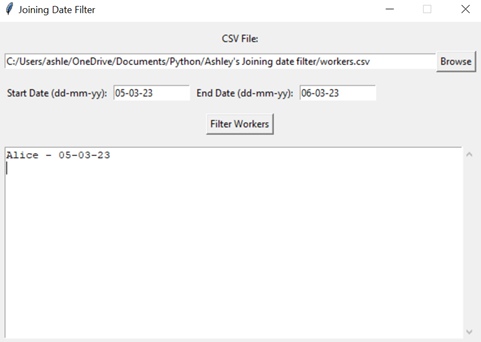Employee Joining Date Filter