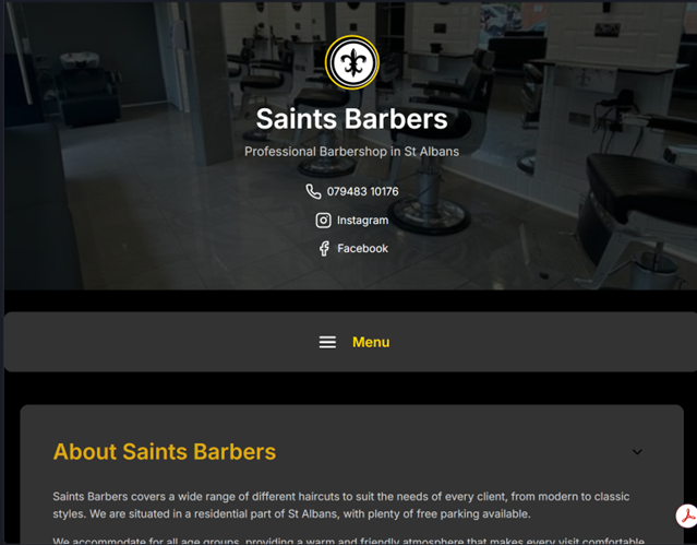 Saints Barbers Website ✂️